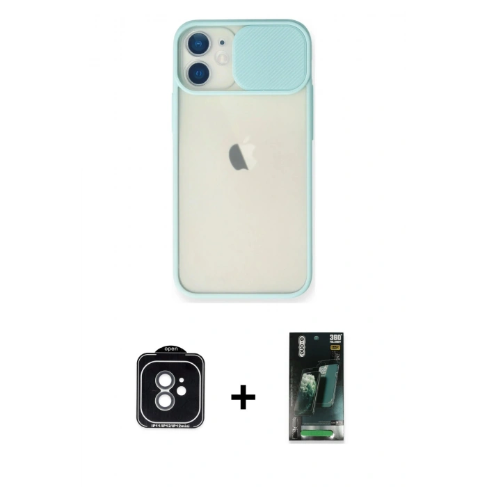 MARSİLYAN™- iPhone 11 Kılıf Vadi Çizgi - Şeffaf 360 Full Body Arka Koruyucu + PVD Metal Kamera Lens - YL