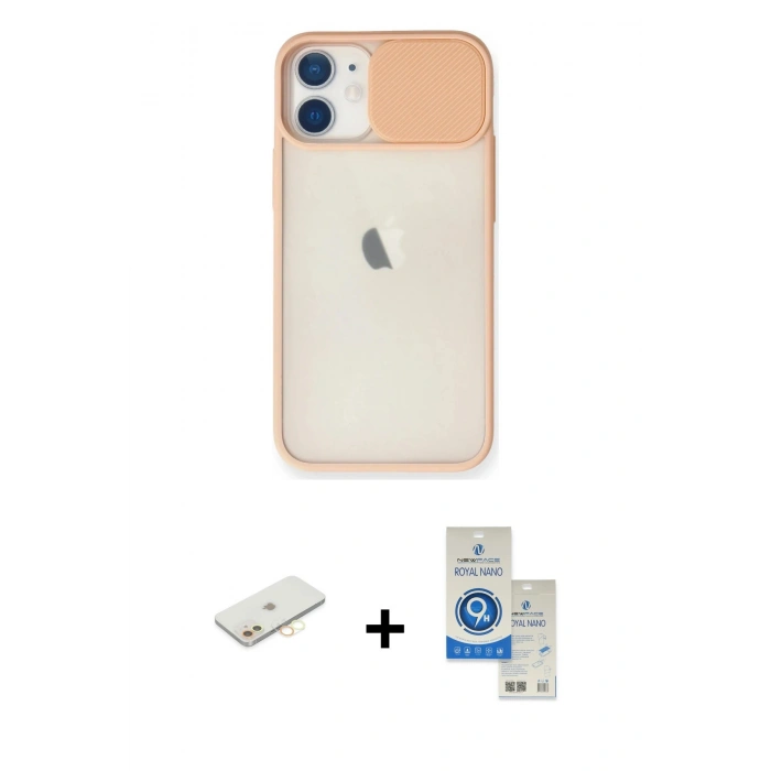 MARSİLYAN™- iPhone 11 Kılıf Vadi Çizgi - Şeffaf Royal Nano Ekran Koruyucu + Renkli Kamera Lens Koruma Cam - SI