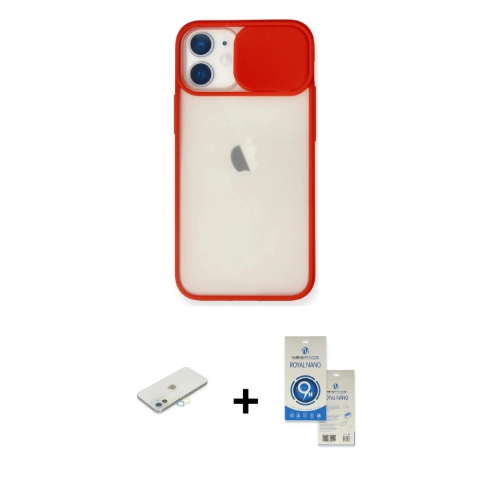 MARSİLYAN™- iPhone 11 Kılıf Vadi Çizgi - Şeffaf Royal Nano Ekran Koruyucu + Renkli Kamera Lens Koruma Cam - SI