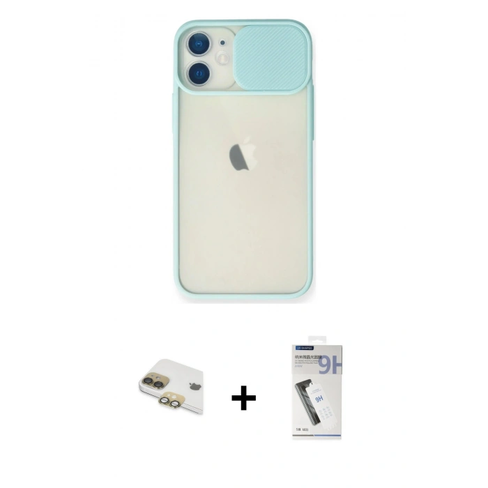 MARSİLYAN™- iPhone 11 Kılıf Vadi Çizgi - Şeffaf Uv Polymer Nano Ekran Koruyucu + Gold Pers Alüminyum Kamera Lens