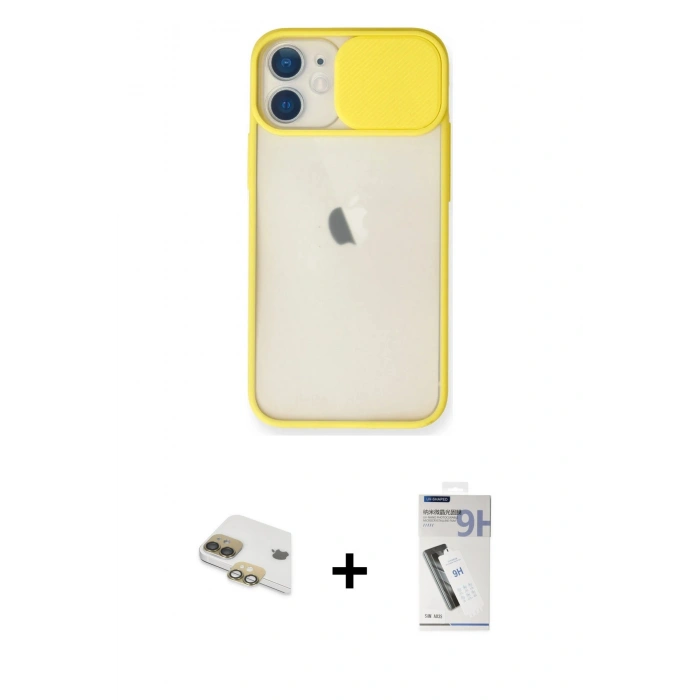 MARSİLYAN™- iPhone 11 Kılıf Vadi Çizgi - Şeffaf Uv Polymer Nano Ekran Koruyucu + Gold Pers Alüminyum Kamera Lens
