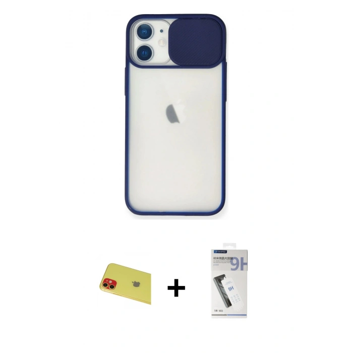 MARSİLYAN™- iPhone 11 Kılıf Vadi Çizgi - Şeffaf Uv Polymer Nano Ekran Koruyucu + Rainbow Kamera Lens Koruma Cam - KI