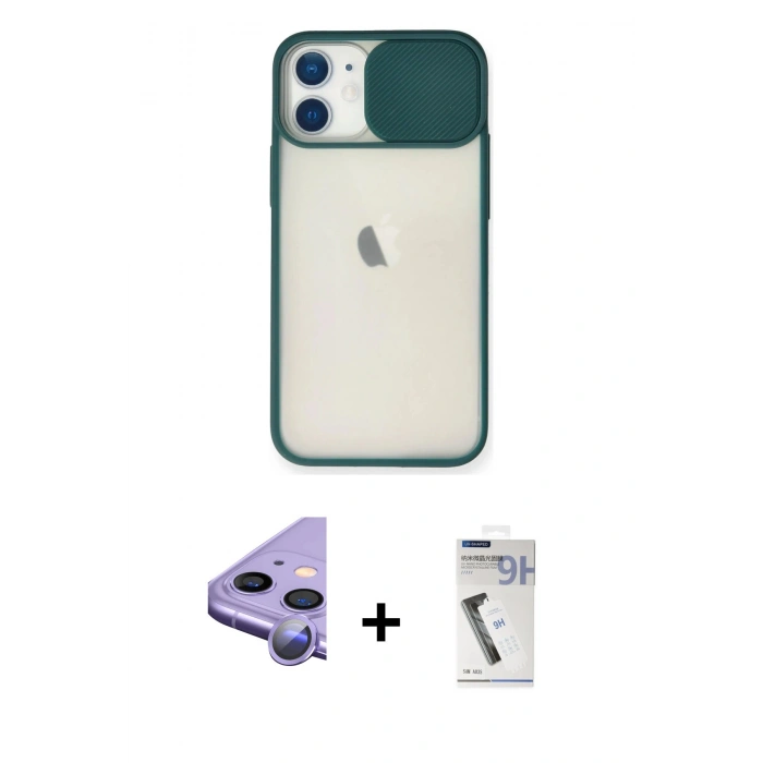 MARSİLYAN™- iPhone 11 Kılıf Vadi Çizgi - Şeffaf Uv Polymer Nano Ekran Koruyucu + Mor Raze Metal Kamera Lens