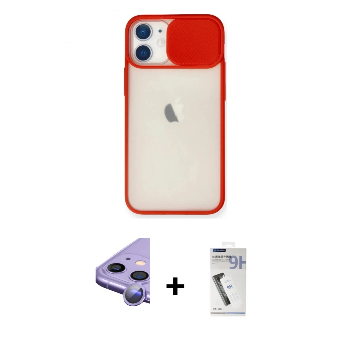 MARSİLYAN™- iPhone 11 Kılıf Vadi Çizgi - Şeffaf Uv Polymer Nano Ekran Koruyucu + Mor Raze Metal Kamera Lens