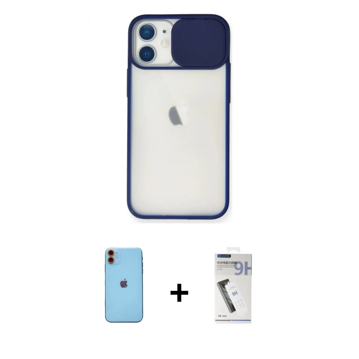 MARSİLYAN™- iPhone 11 Kılıf Vadi Çizgi - Şeffaf Uv Polymer Nano Ekran Koruyucu + Neon Fosforlu Kamera Lens - TU