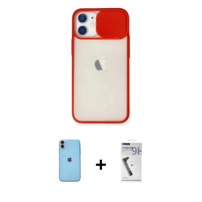 MARSİLYAN™- iPhone 11 Kılıf Vadi Çizgi - Şeffaf Uv Polymer Nano Ekran Koruyucu + Neon Fosforlu Kamera Lens - TU