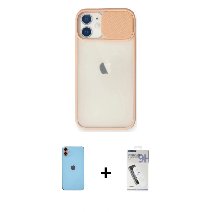 MARSİLYAN™- iPhone 11 Kılıf Vadi Çizgi - Şeffaf Uv Polymer Nano Ekran Koruyucu + Neon Fosforlu Kamera Lens - TU