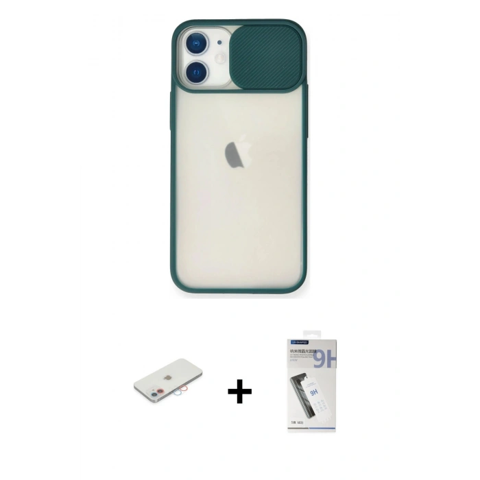 MARSİLYAN™- iPhone 11 Kılıf Vadi Çizgi - Şeffaf Uv Polymer Nano Ekran Koruyucu + Renkli Kamera Lens Koruma Cam - PE