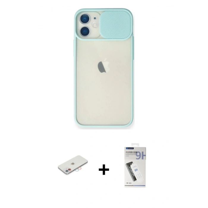 MARSİLYAN™- iPhone 11 Kılıf Vadi Çizgi - Şeffaf Uv Polymer Nano Ekran Koruyucu + Renkli Kamera Lens Koruma Cam - PE