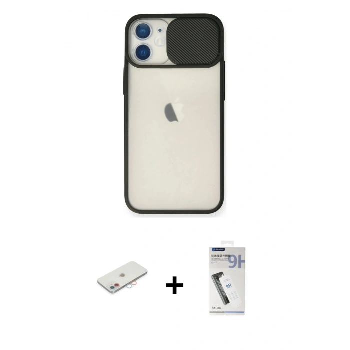 MARSİLYAN™- iPhone 11 Kılıf Vadi Çizgi - Şeffaf Uv Polymer Nano Ekran Koruyucu + Renkli Kamera Lens Koruma Cam - PE