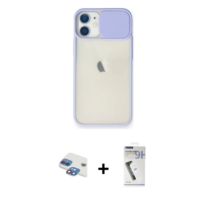MARSİLYAN™- iPhone 11 Kılıf Vadi Çizgi - Şeffaf Uv Polymer Nano Ekran Koruyucu + Pers Alüminyum Kamera Lens - GI
