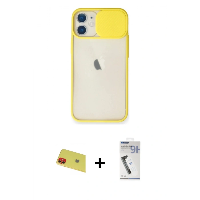 MARSİLYAN™- iPhone 11 Kılıf Vadi Çizgi - Şeffaf Uv Polymer Nano Ekran Koruyucu + Rainbow Kamera Lens Koruma Cam - KI