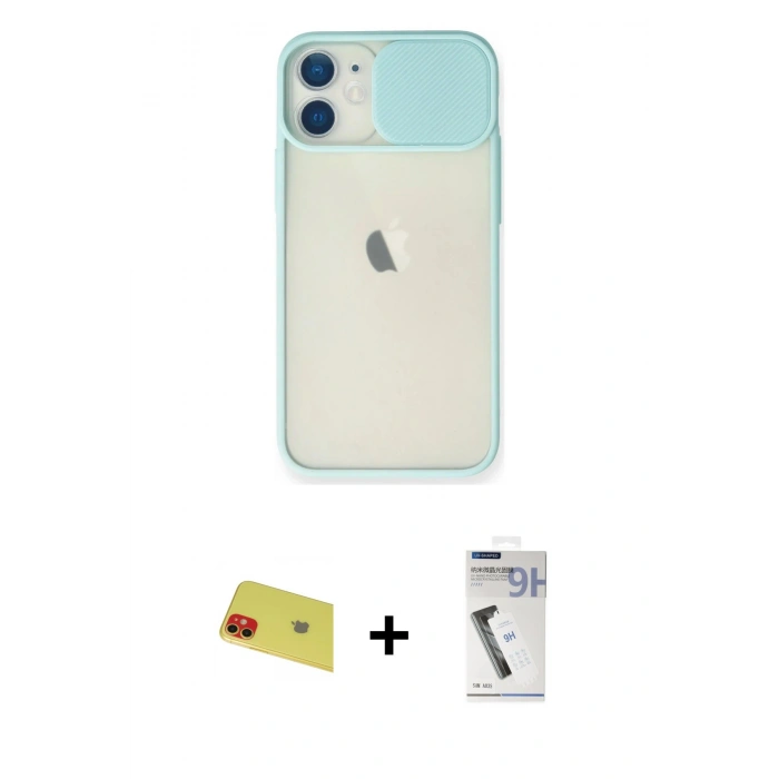 MARSİLYAN™- iPhone 11 Kılıf Vadi Çizgi - Şeffaf Uv Polymer Nano Ekran Koruyucu + Rainbow Kamera Lens Koruma Cam - KI