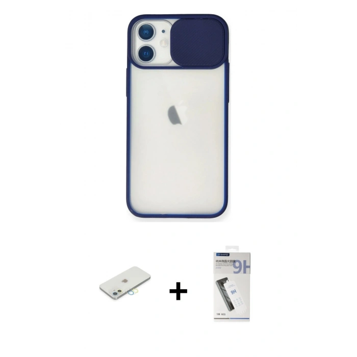MARSİLYAN™- iPhone 11 Kılıf Vadi Çizgi - Şeffaf Uv Polymer Nano Ekran Koruyucu + Renkli Kamera Lens Koruma Cam - SI