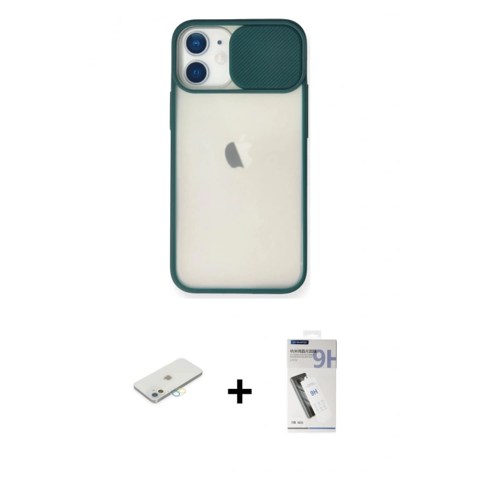 MARSİLYAN™- iPhone 11 Kılıf Vadi Çizgi - Şeffaf Uv Polymer Nano Ekran Koruyucu + Renkli Kamera Lens Koruma Cam - SI