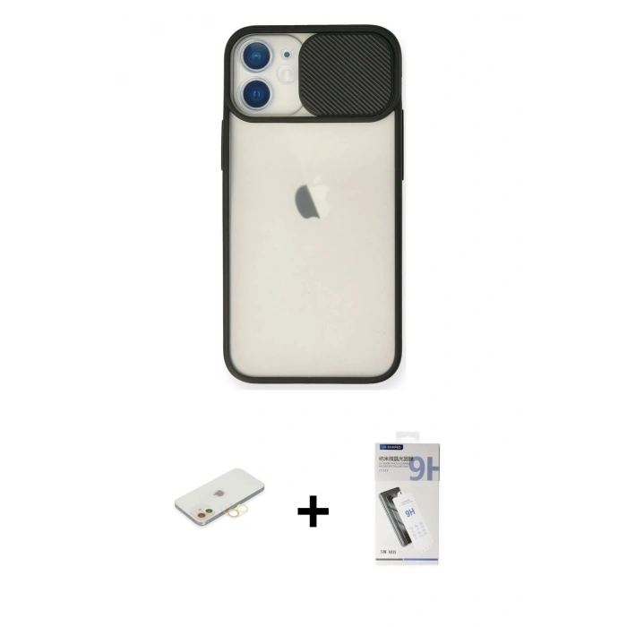 MARSİLYAN™- iPhone 11 Kılıf Vadi Çizgi - Şeffaf Uv Polymer Nano Ekran Koruyucu + Sarı Renkli Kamera Lens Koruma Cam