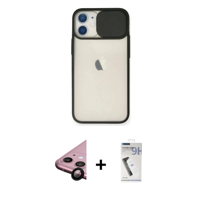 MARSİLYAN™- iPhone 11 Kılıf Vadi Çizgi - Şeffaf Uv Polymer Nano Ekran Koruyucu + Raze Metal Kamera Lens - SH