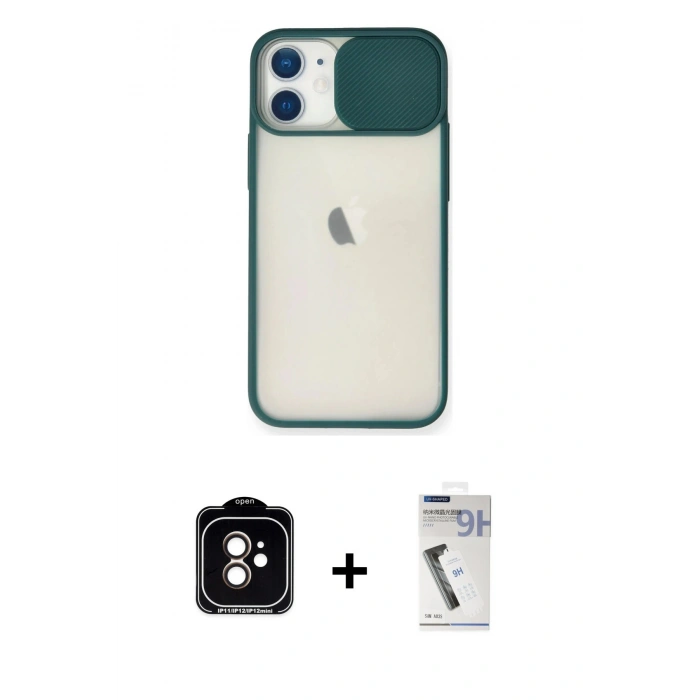 MARSİLYAN™- iPhone 11 Kılıf Vadi Çizgi - Şeffaf Uv Polymer Nano Ekran Koruyucu + Turuncu PVD Metal Kamera Lens