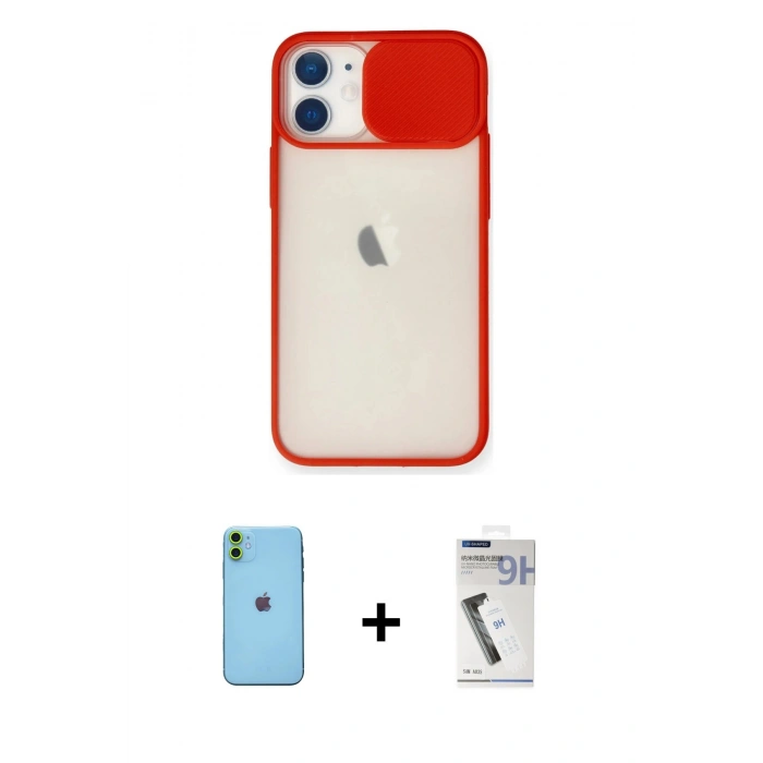 MARSİLYAN™- iPhone 11 Kılıf Vadi Çizgi - Şeffaf Uv Polymer Nano Ekran Koruyucu + Neon Fosforlu Kamera Lens - YL