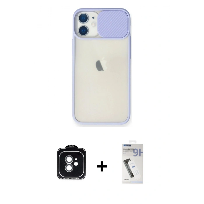 MARSİLYAN™- iPhone 11 Kılıf Vadi Çizgi - Şeffaf Uv Polymer Nano Ekran Koruyucu + PVD Metal Kamera Lens - YL