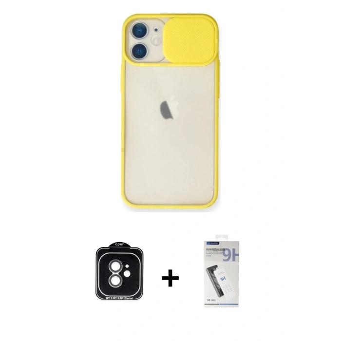 MARSİLYAN™- iPhone 11 Kılıf Vadi Çizgi - Şeffaf Uv Polymer Nano Ekran Koruyucu + PVD Metal Kamera Lens - YL