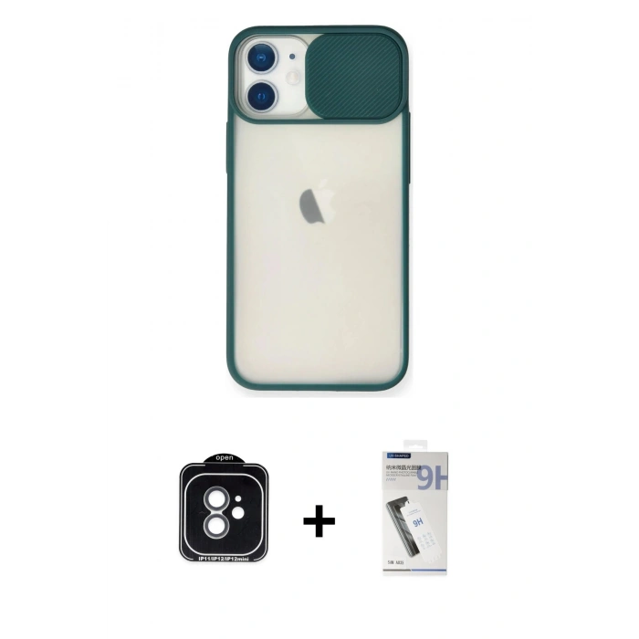 MARSİLYAN™- iPhone 11 Kılıf Vadi Çizgi - Şeffaf Uv Polymer Nano Ekran Koruyucu + PVD Metal Kamera Lens - YL