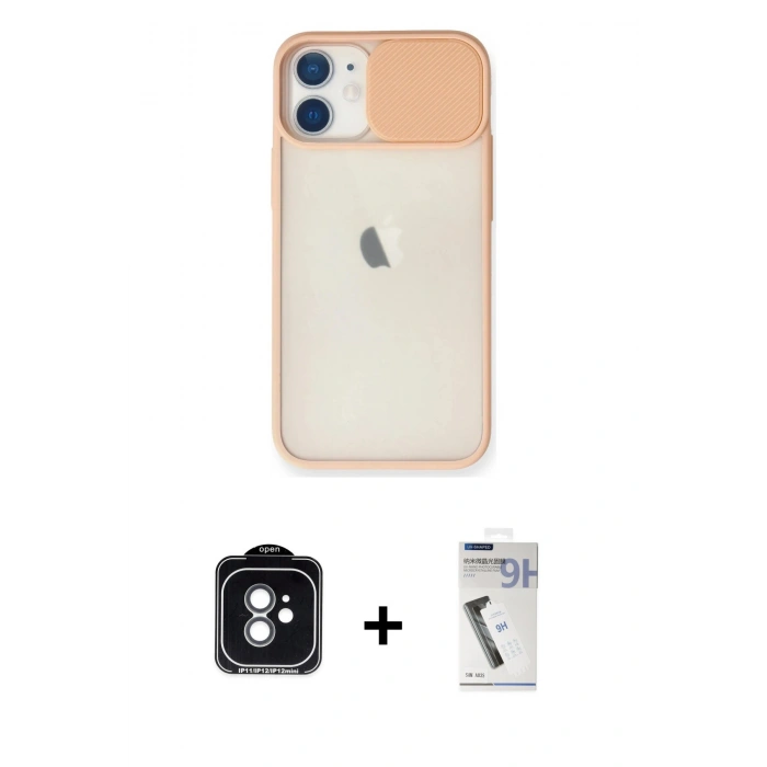 MARSİLYAN™- iPhone 11 Kılıf Vadi Çizgi - Şeffaf Uv Polymer Nano Ekran Koruyucu + PVD Metal Kamera Lens - YL