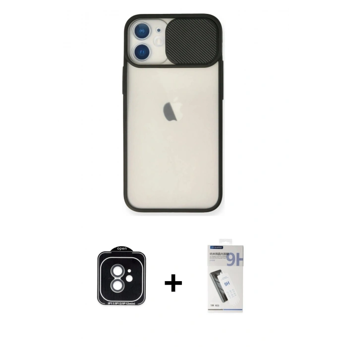 MARSİLYAN™- iPhone 11 Kılıf Vadi Çizgi - Şeffaf Uv Polymer Nano Ekran Koruyucu + PVD Metal Kamera Lens - YL