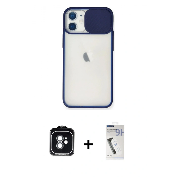 MARSİLYAN™- iPhone 11 Kılıf Vadi Çizgi - Şeffaf Uv Polymer Nano Ekran Koruyucu + PVD Metal Kamera Lens - YL
