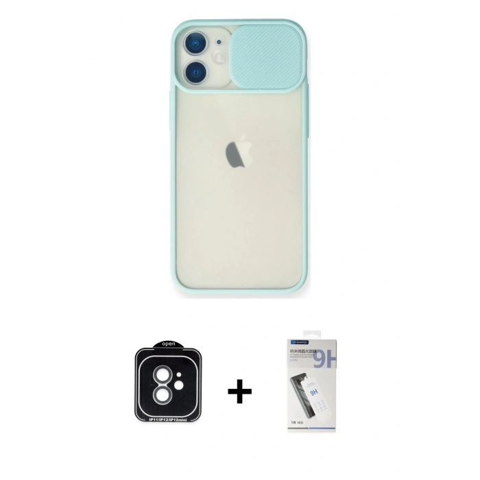 MARSİLYAN™- iPhone 11 Kılıf Vadi Çizgi - Şeffaf Uv Polymer Nano Ekran Koruyucu + PVD Metal Kamera Lens - YL