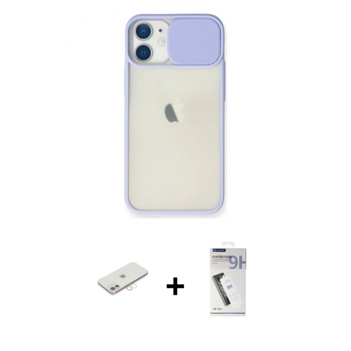 MARSİLYAN™- iPhone 11 Kılıf Vadi Çizgi - Şeffaf Uv Polymer Nano Ekran Koruyucu + Renkli Kamera Lens Koruma Cam - YL