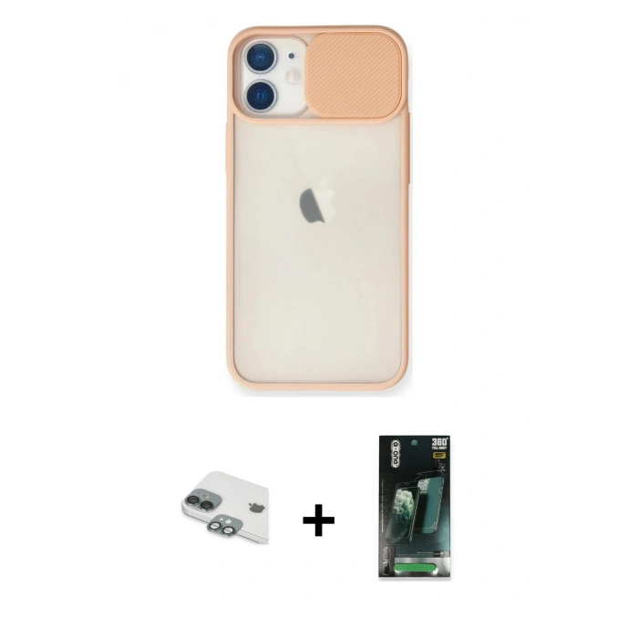 MARSİLYAN™- iPhone 11 Kılıf Vadi Çizgi - Siyah 360 Mat Full Body Arka Koruyucu + Pers Alüminyum Kamera Lens - YL
