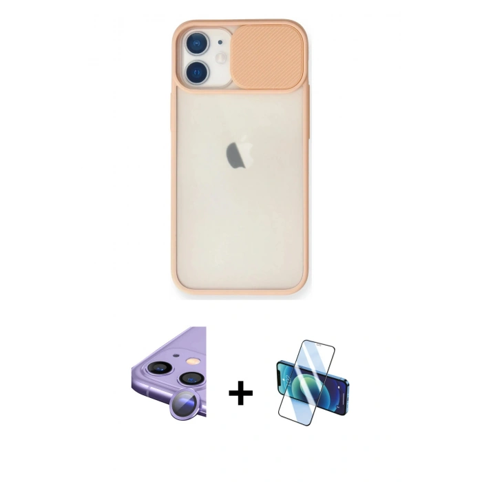 MARSİLYAN™- iPhone 11 Kılıf Vadi Çizgi - Siyah 3D Antistatik Cam Ekran Koruyucu + Raze Metal Kamera Lens - MR