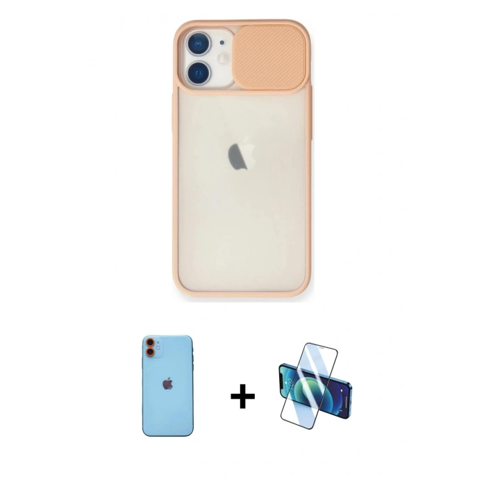 MARSİLYAN™- iPhone 11 Kılıf Vadi Çizgi - Siyah 3D Antistatik Cam Ekran Koruyucu + Neon Fosforlu Kamera Lens - TU