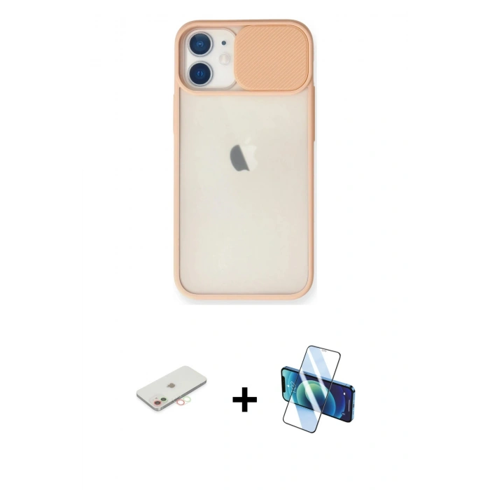 MARSİLYAN™- iPhone 11 Kılıf Vadi Çizgi - Siyah 3D Antistatik Cam Ekran Koruyucu + Renkli Kamera Lens Koruma Cam - YL