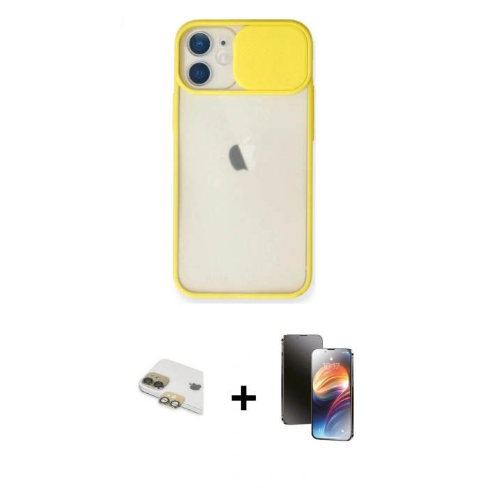 MARSİLYAN™- iPhone 11 Kılıf Vadi Çizgi - Siyah 3D Antistatik Mat Seramik Nano Ekran Koruyucu + Pers Alüminyum Kamera Lens - GD