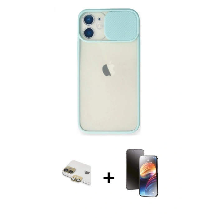 MARSİLYAN™- iPhone 11 Kılıf Vadi Çizgi - Siyah 3D Antistatik Mat Seramik Nano Ekran Koruyucu + Pers Alüminyum Kamera Lens - GD
