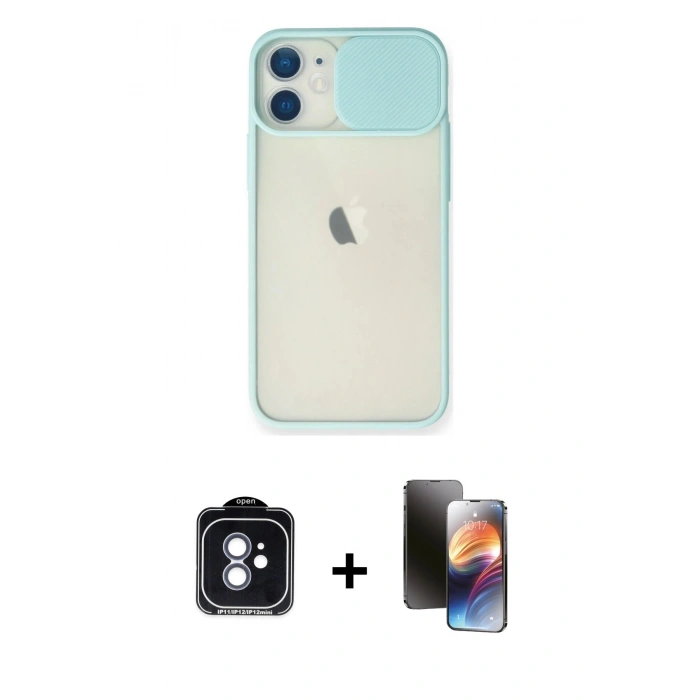 MARSİLYAN™- iPhone 11 Kılıf Vadi Çizgi - Siyah 3D Antistatik Mat Seramik Nano Ekran Koruyucu + PVD Metal Kamera Lens - MI