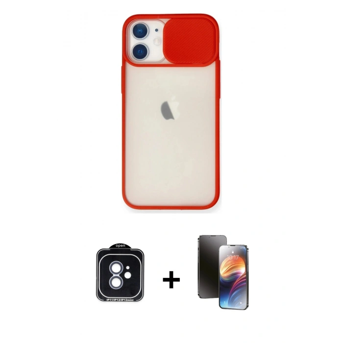 MARSİLYAN™- iPhone 11 Kılıf Vadi Çizgi - Siyah 3D Antistatik Mat Seramik Nano Ekran Koruyucu + PVD Metal Kamera Lens - MI