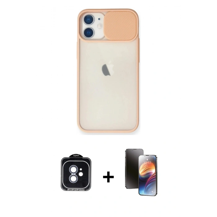 MARSİLYAN™- iPhone 11 Kılıf Vadi Çizgi - Siyah 3D Antistatik Mat Seramik Nano Ekran Koruyucu + PVD Metal Kamera Lens - MI