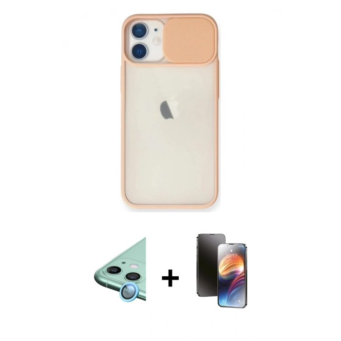 MARSİLYAN™- iPhone 11 Kılıf Vadi Çizgi - Siyah 3D Antistatik Mat Seramik Nano Ekran Koruyucu + Raze Metal Kamera Lens - MI
