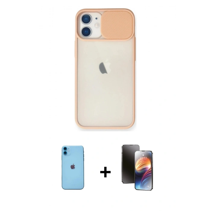 MARSİLYAN™- iPhone 11 Kılıf Vadi Çizgi - Siyah 3D Antistatik Mat Seramik Nano Ekran Koruyucu + Neon Fosforlu Kamera Lens - MI