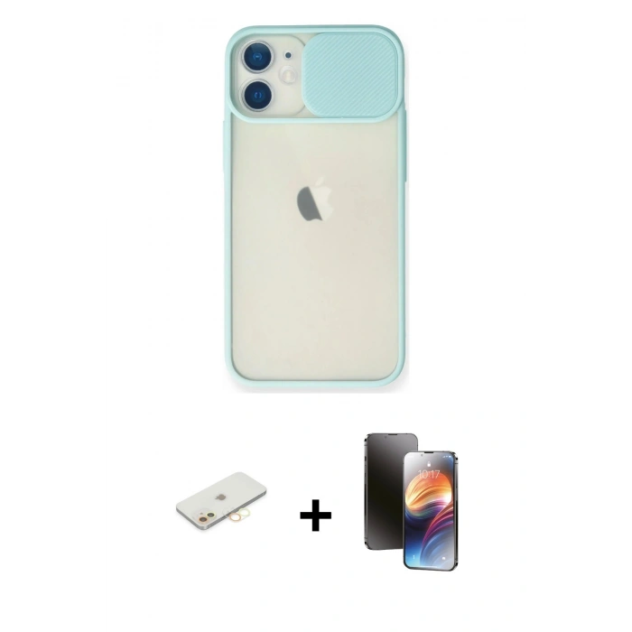 MARSİLYAN™- iPhone 11 Kılıf Vadi Çizgi - Siyah 3D Antistatik Mat Seramik Nano Ekran Koruyucu + Renkli Kamera Lens Koruma Cam - SI