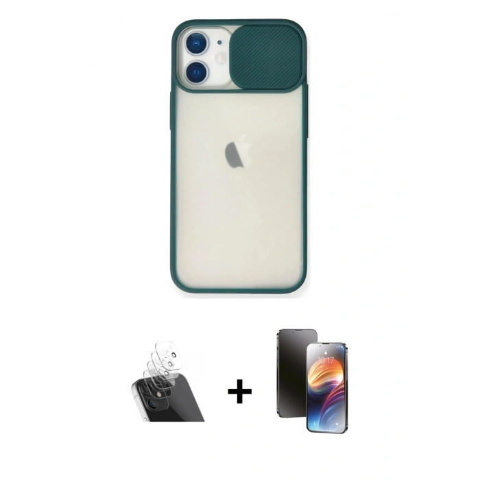 MARSİLYAN™- iPhone 11 Kılıf Vadi Çizgi - Siyah 3D Antistatik Mat Seramik Nano Ekran Koruyucu + Şeffaf Kamera Lens Koruma Cam