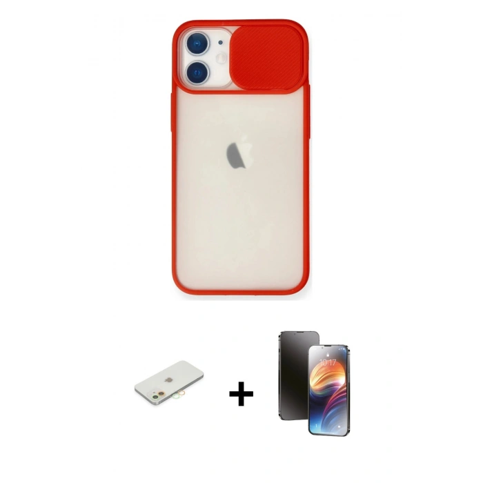MARSİLYAN™- iPhone 11 Kılıf Vadi Çizgi - Siyah 3D Antistatik Mat Seramik Nano Ekran Koruyucu + Renkli Kamera Lens Koruma Cam - TU