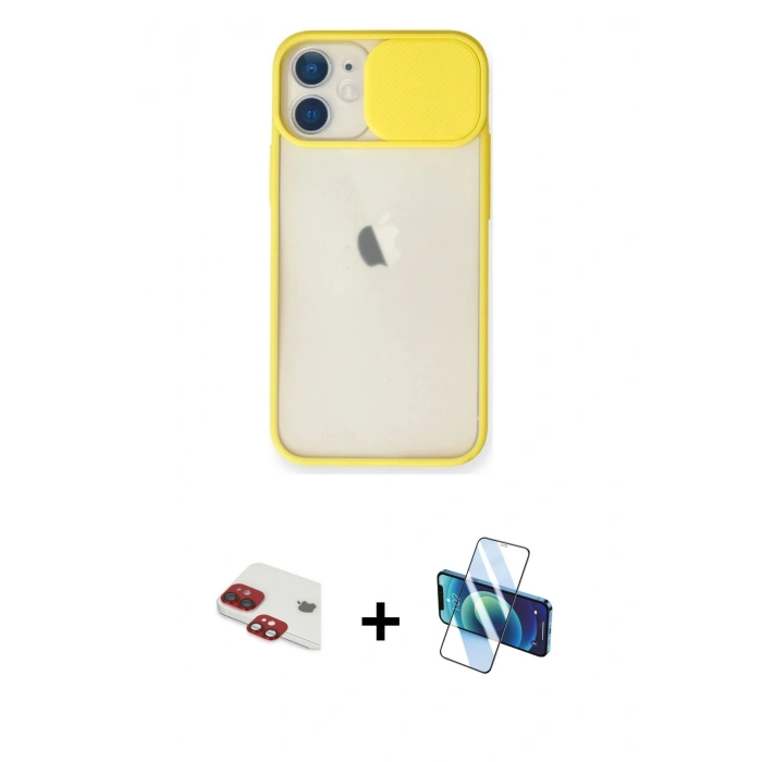 MARSİLYAN™- iPhone 11 Kılıf Vadi Çizgi - Siyah 3D Antistatik Seramik Nano Ekran Koruyucu + Pers Alüminyum Kamera Lens - KI
