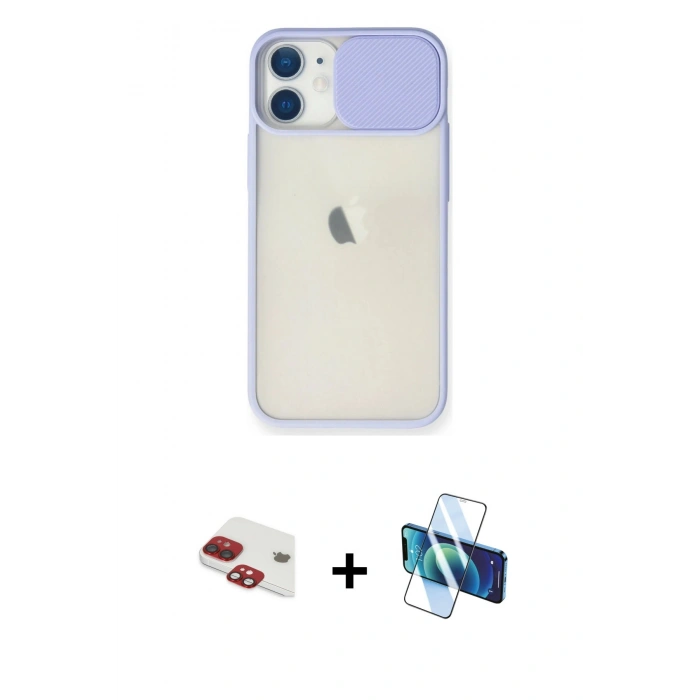 MARSİLYAN™- iPhone 11 Kılıf Vadi Çizgi - Siyah 3D Antistatik Seramik Nano Ekran Koruyucu + Pers Alüminyum Kamera Lens - KI