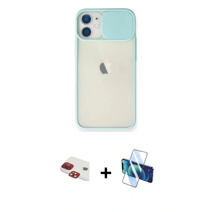MARSİLYAN™- iPhone 11 Kılıf Vadi Çizgi - Siyah 3D Antistatik Seramik Nano Ekran Koruyucu + Pers Alüminyum Kamera Lens - KI