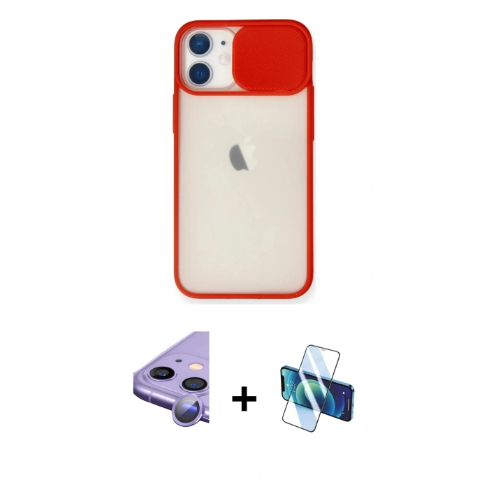MARSİLYAN™- iPhone 11 Kılıf Vadi Çizgi - Siyah 3D Antistatik Seramik Nano Ekran Koruyucu + Raze Metal Kamera Lens - MR