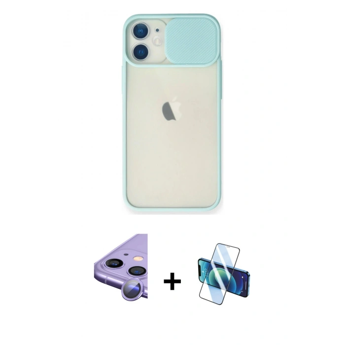 MARSİLYAN™- iPhone 11 Kılıf Vadi Çizgi - Siyah 3D Antistatik Seramik Nano Ekran Koruyucu + Raze Metal Kamera Lens - MR